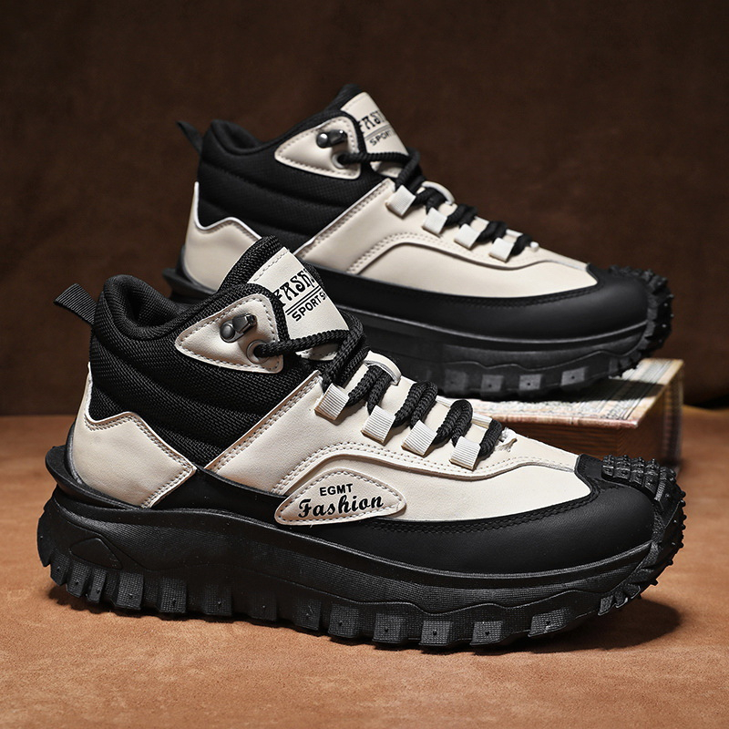 남성용 흑백 미드탑 하이킹 부츠 방수 가죽 플랫폼 스니 - Sneaker Zone 리뷰 및 가격